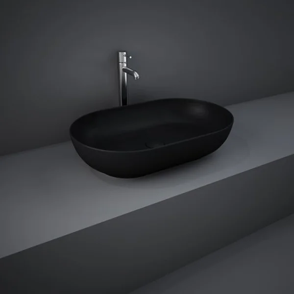 Rak Feeling 55cm Oval Counter Top Wash Basin In Matt Black