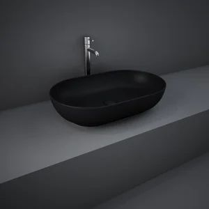 Rak Feeling 55cm Oval Counter Top Wash Basin In Matt Black