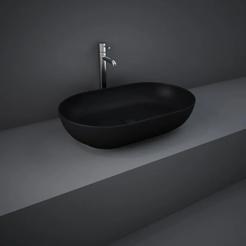 Rak Feeling 55cm Oval Counter Top Wash Basin In Matt Black product image - Image 1