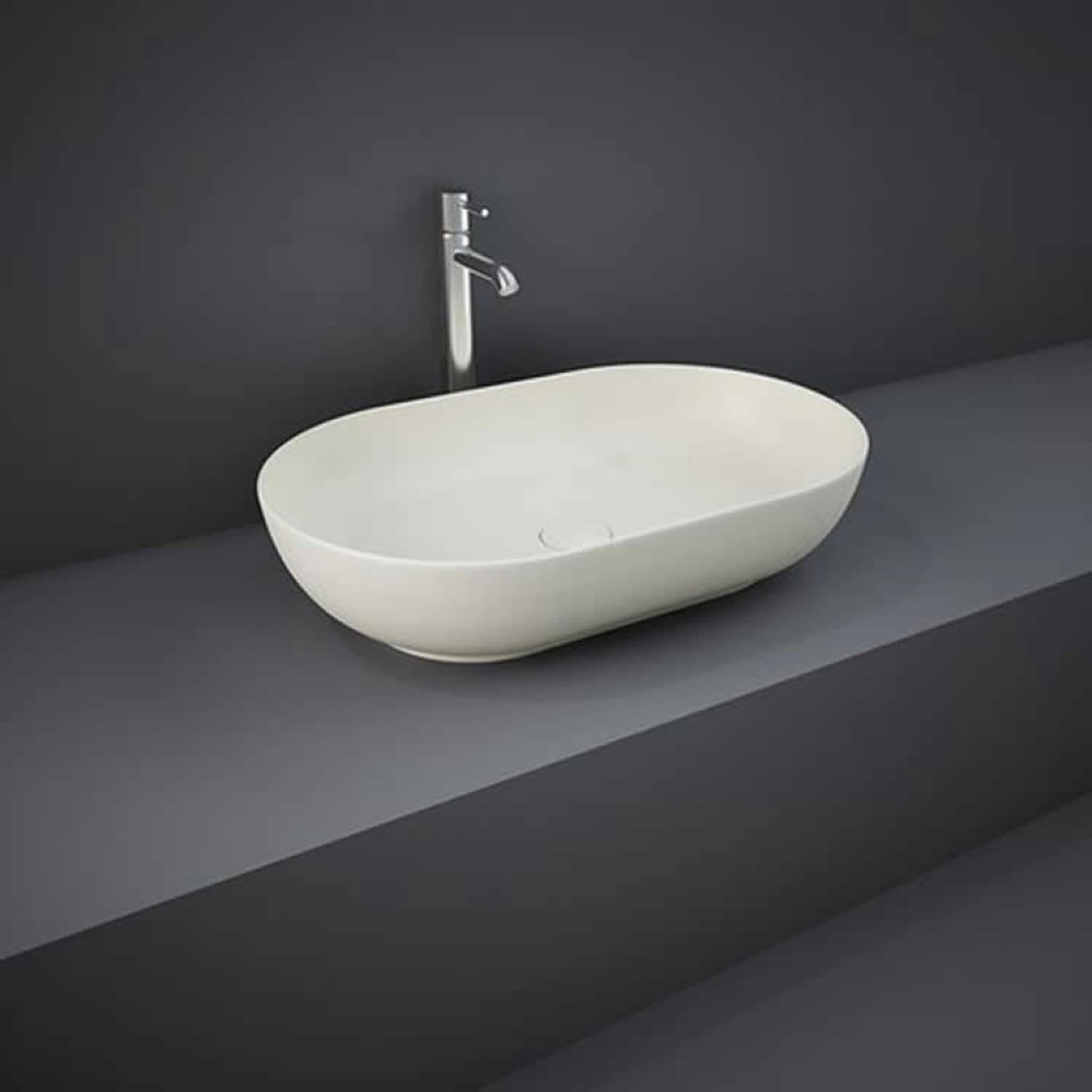Rak Feeling 55cm Oval Counter Top Wash Basin In Matt Greige