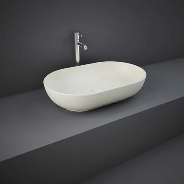 Rak Feeling 55cm Oval Counter Top Wash Basin In Matt Greige