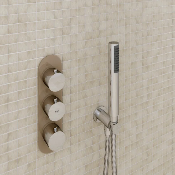 Rak Feeling Round Dual Outlet Thermostatic Concealed Shower Valve In White
