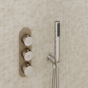 Rak Feeling Round Dual Outlet Thermostatic Concealed Shower Valve In White