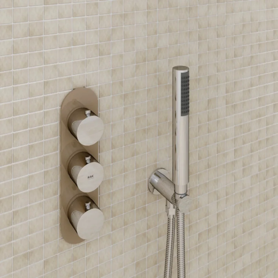 Rak Feeling Round Dual Outlet Thermostatic Concealed Shower Valve In White product image - Image 1