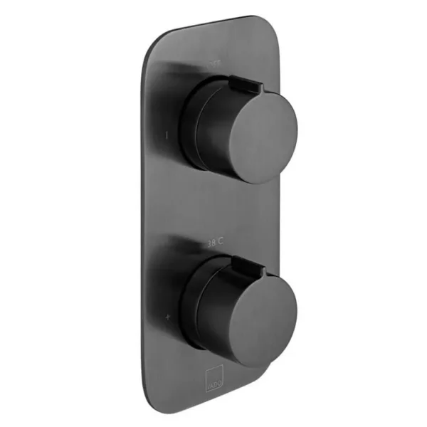 Vado Individual Tablet Altitude Vertical Concealed 1 Outlet, 2 Handle Thermostatic Valve Brushed Black