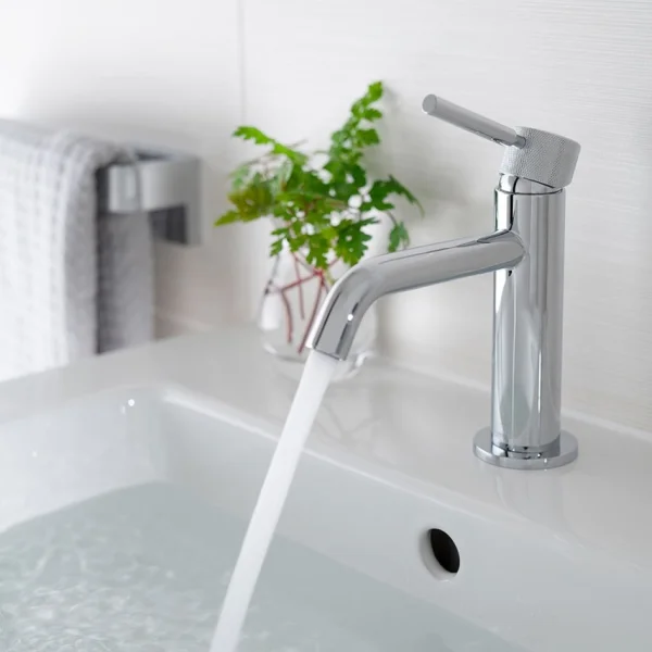 Vado Origins Slimline Mono Basin Mixer With Knurled Handle And Universal Waste Chrome Knurled