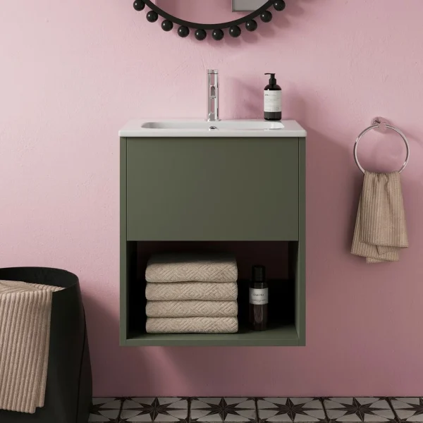 Britton Hackney Basin Unit 500mm Green Matt