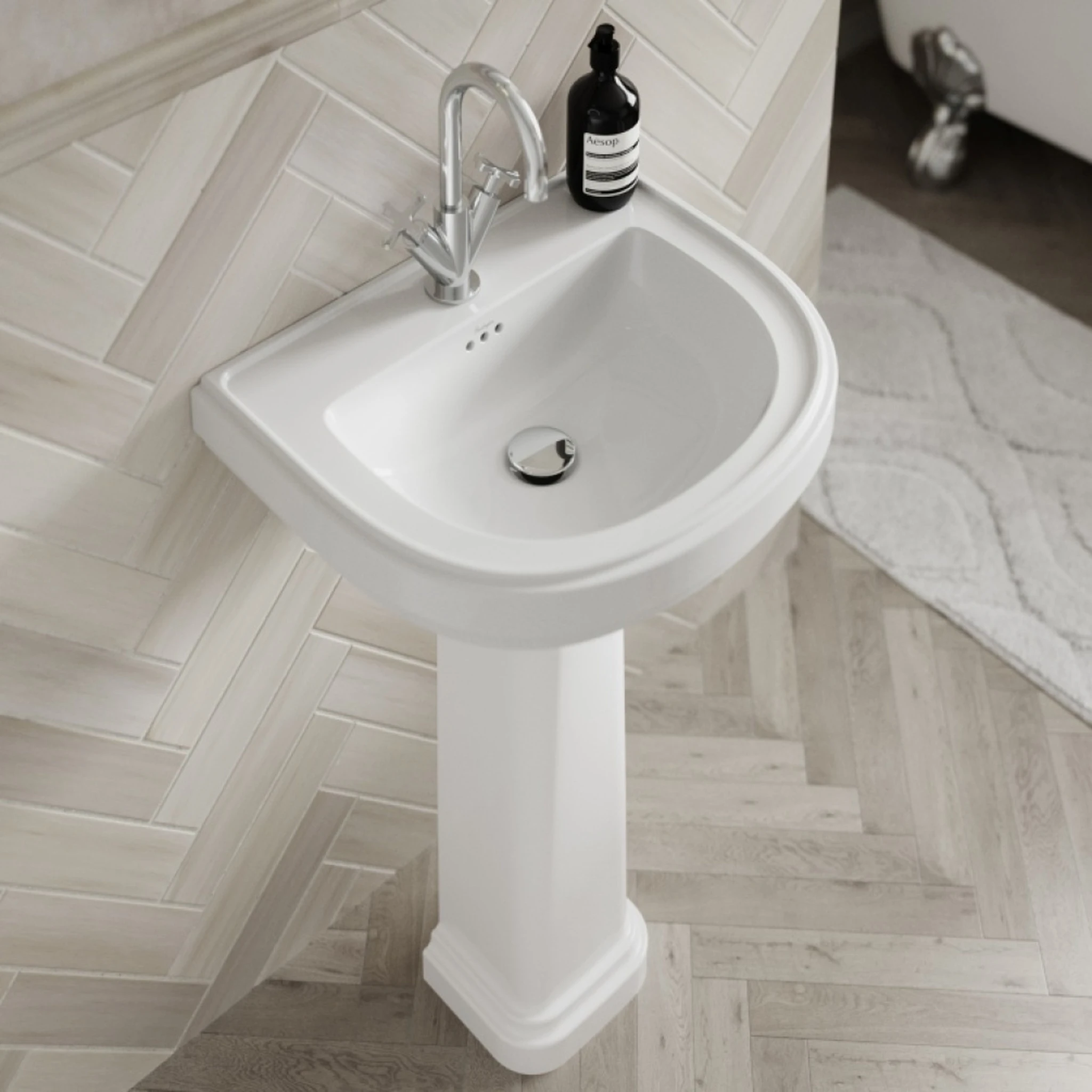 Burlington Riviera 58cm D Shape Basin Nth White