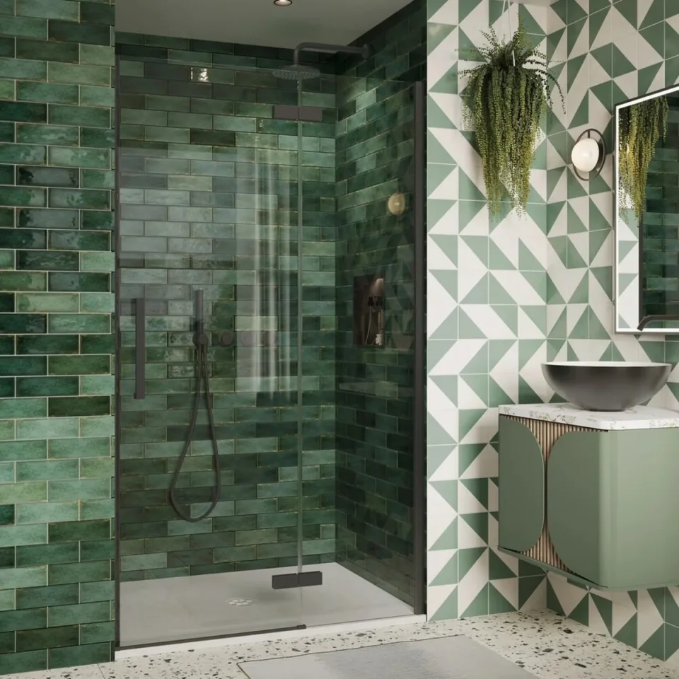 Crosswater Asura Hinged Door with Inline 1000 Slate product image - Image 1