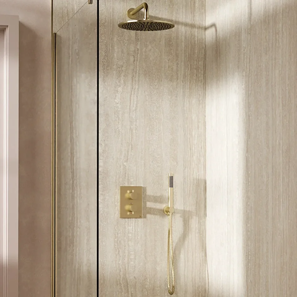 Crosswater Crossbox Shower Set 3 Brushed Brass 300mm product image - Image 1