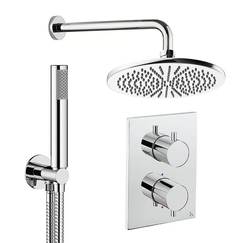 Crosswater Crossbox Shower Set 3 Chrome 300mm detail view - Image 2