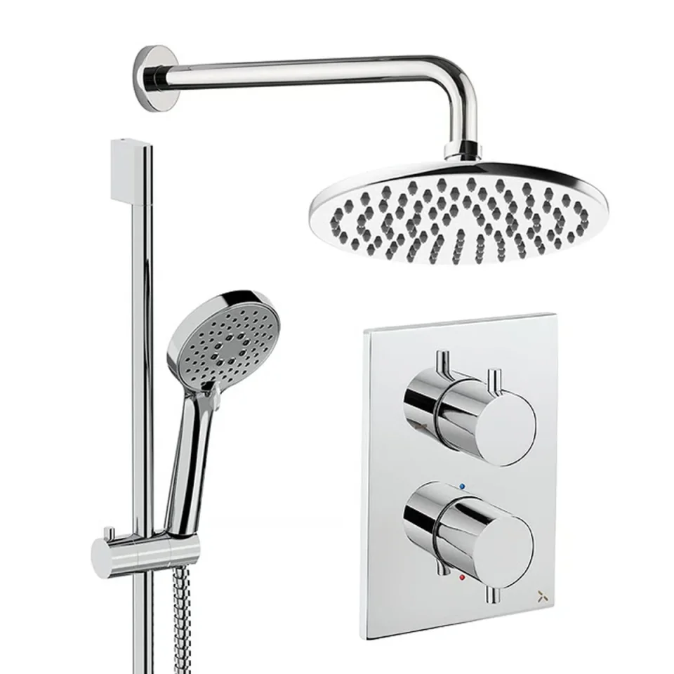 Crosswater Crossbox Shower Set 4 Chrome 200mm detail view - Image 2