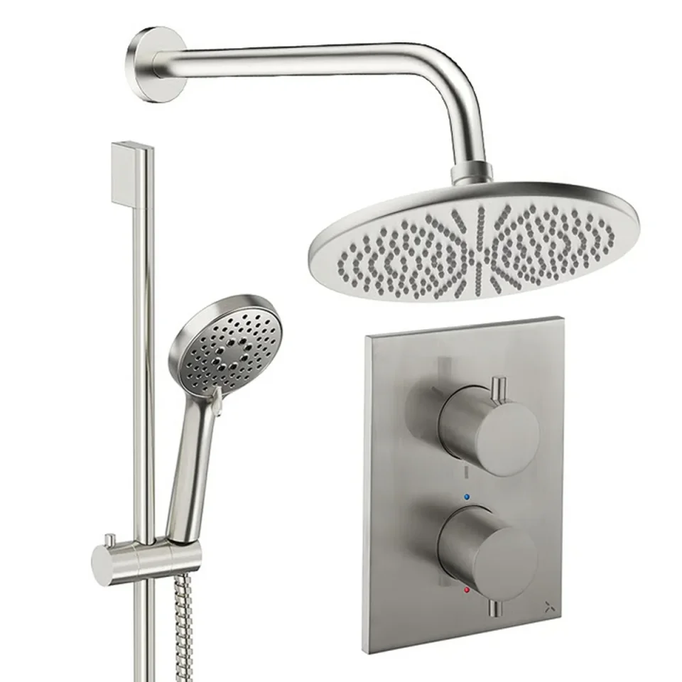 Crosswater Crossbox Shower Set 4 Brushed Nickel 300mm detail view - Image 2