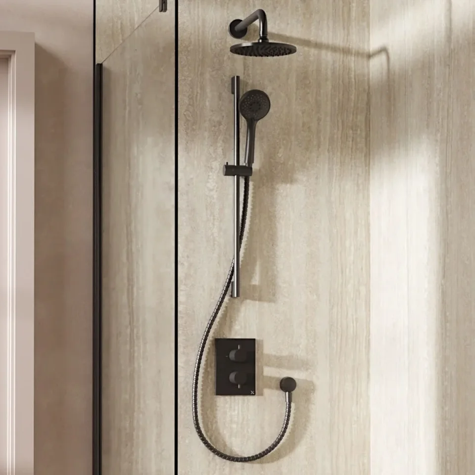 Crosswater Crossbox Shower Set 4 Slate 200mm product image - Image 1