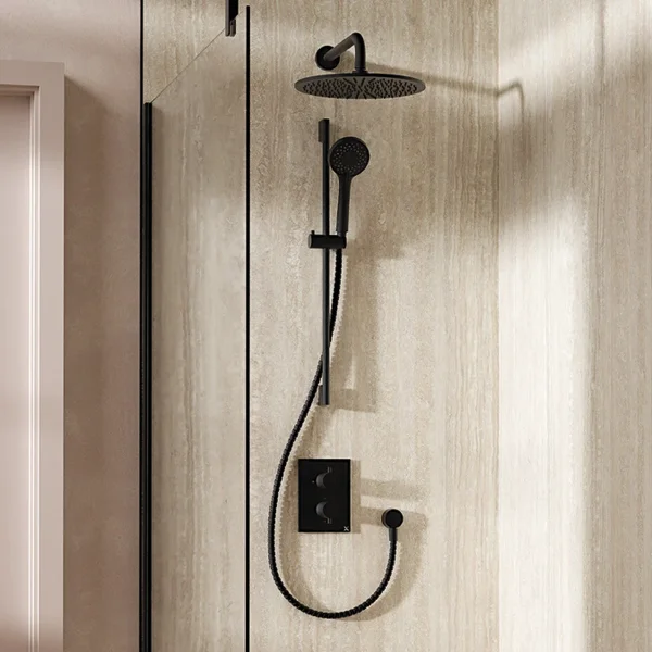 Crosswater Crossbox Shower Set 4 Matt Black 300mm