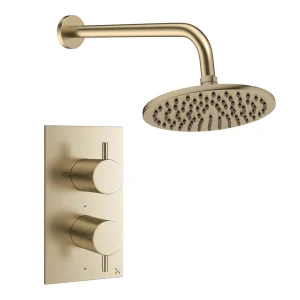 Crosswater Design Shower Set 1 Brushed Brass 200mm