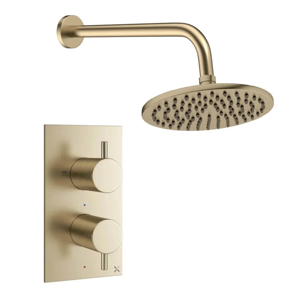 Crosswater Design Shower Set 1 Brushed Brass 200mm product image - Image 1