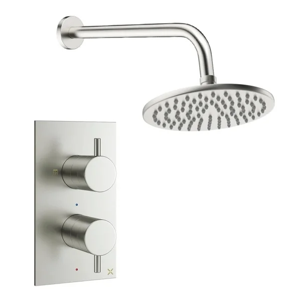 Crosswater Design Shower Set 1 Brushed Nickel 200mm