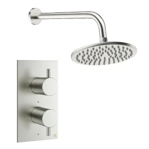 Crosswater Design Shower Set 1 Brushed Nickel 200mm