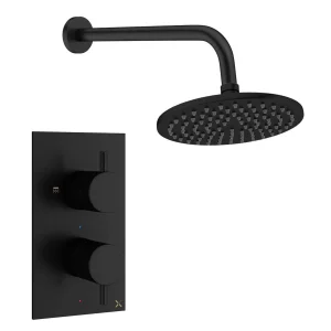 Crosswater Design Shower Set 1 Matt Black 200mm