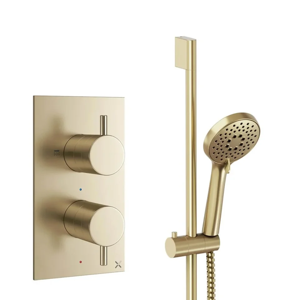 Crosswater Design Shower Set 2 Brushed Brass product image - Image 1