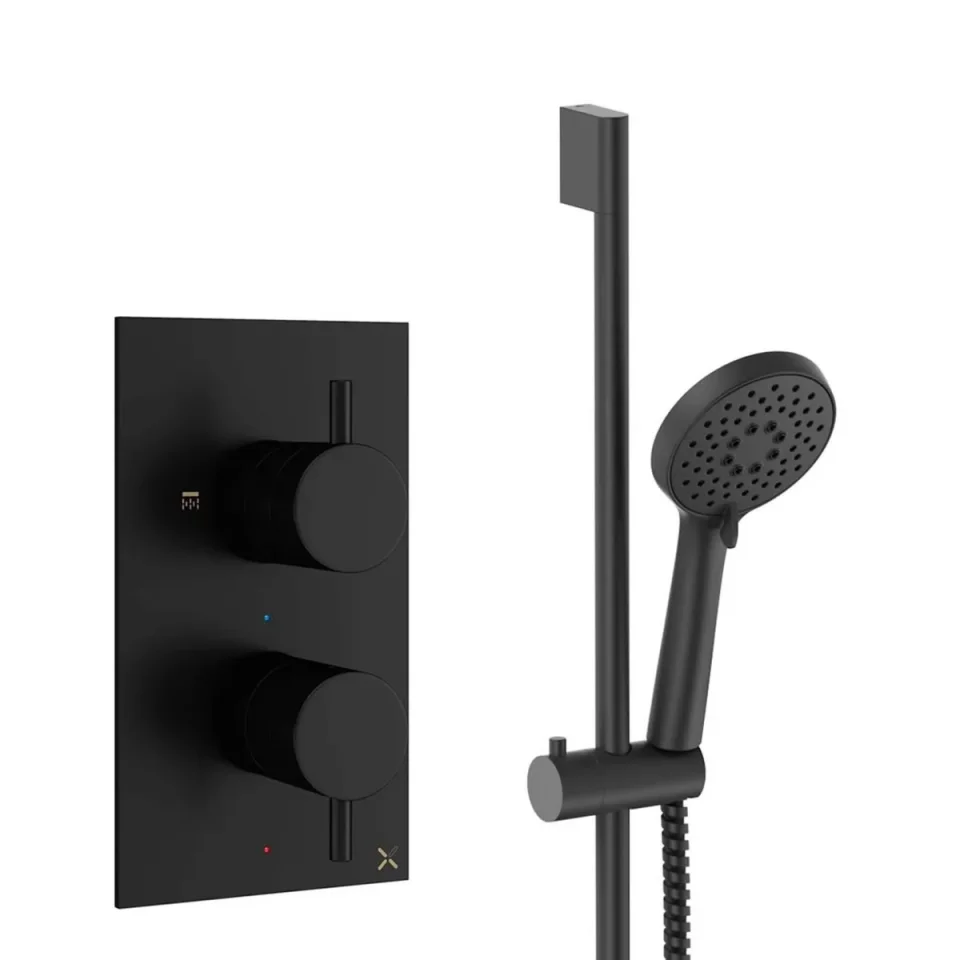 Crosswater Design Shower Set 2 Matt Black product image - Image 1
