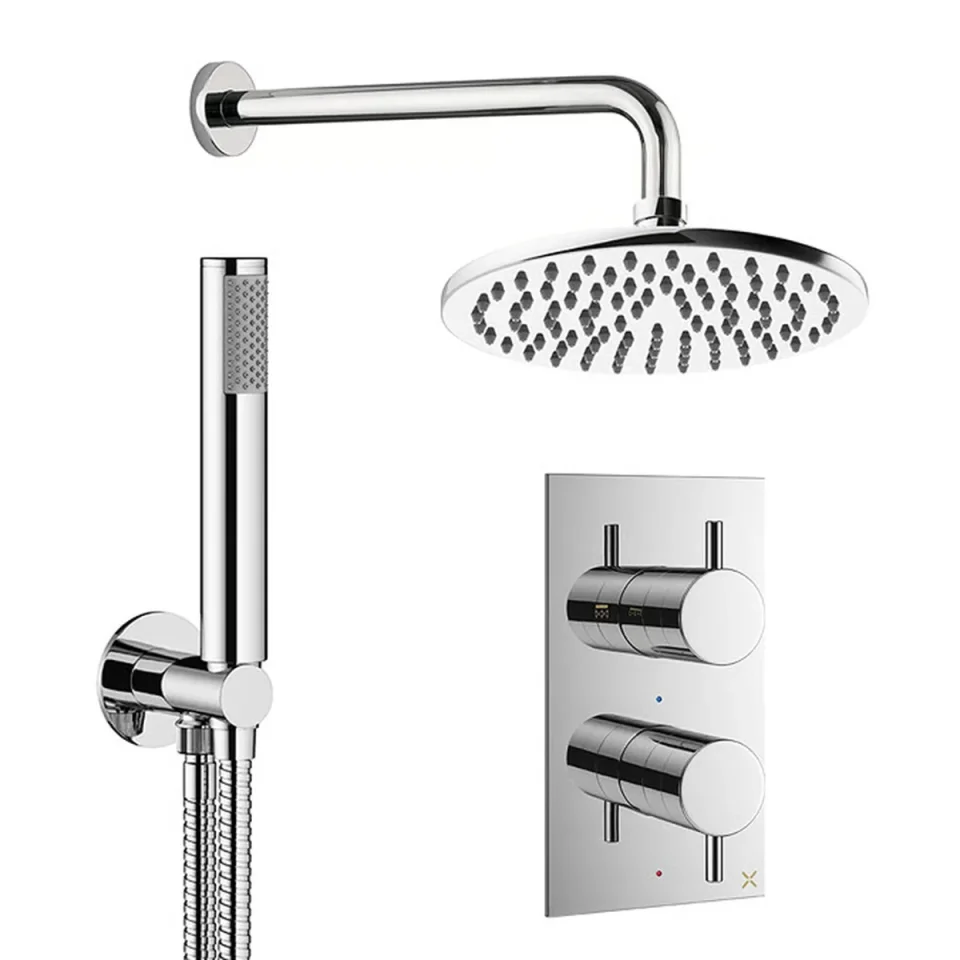 Crosswater Design Shower Set 3 Chrome 200mm detail view - Image 2