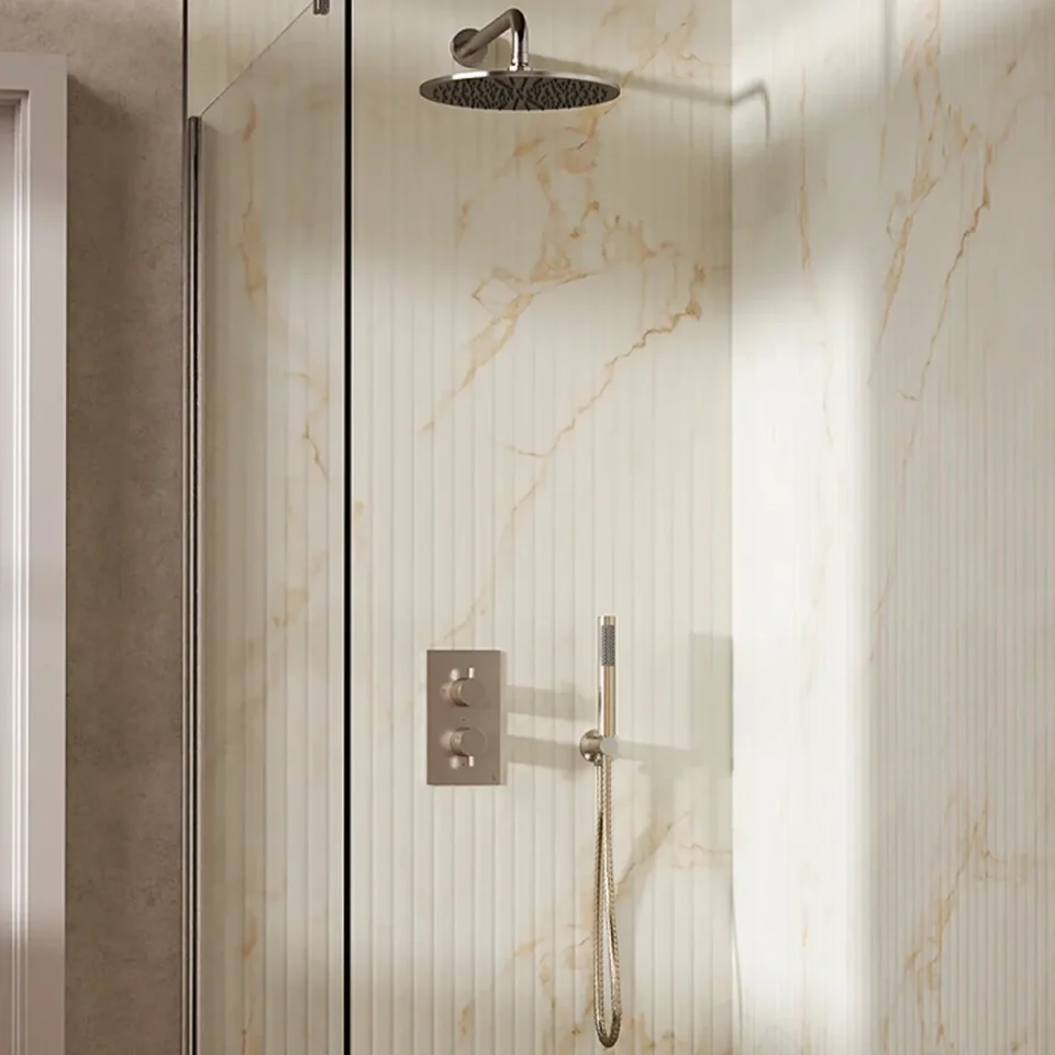 Crosswater Design Shower Set 3 Brushed Nickel 300mm product image - Image 1