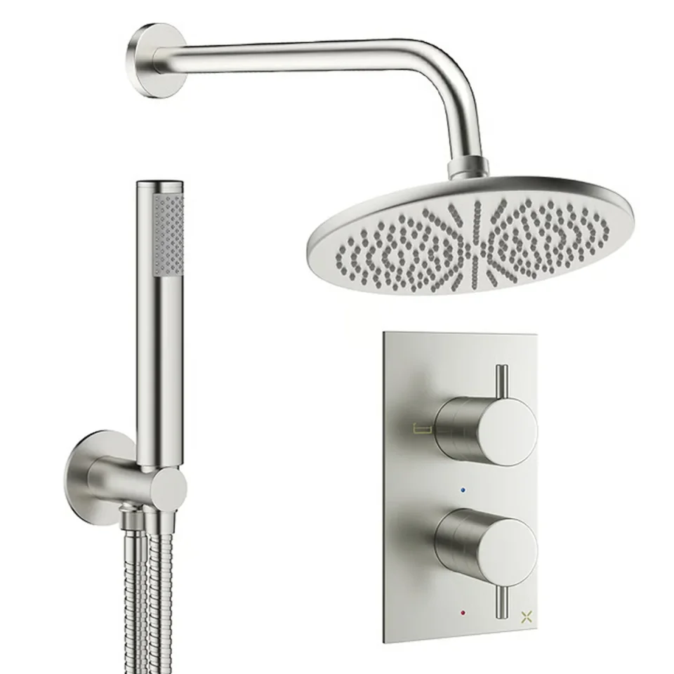 Crosswater Design Shower Set 3 Brushed Nickel 300mm detail view - Image 2