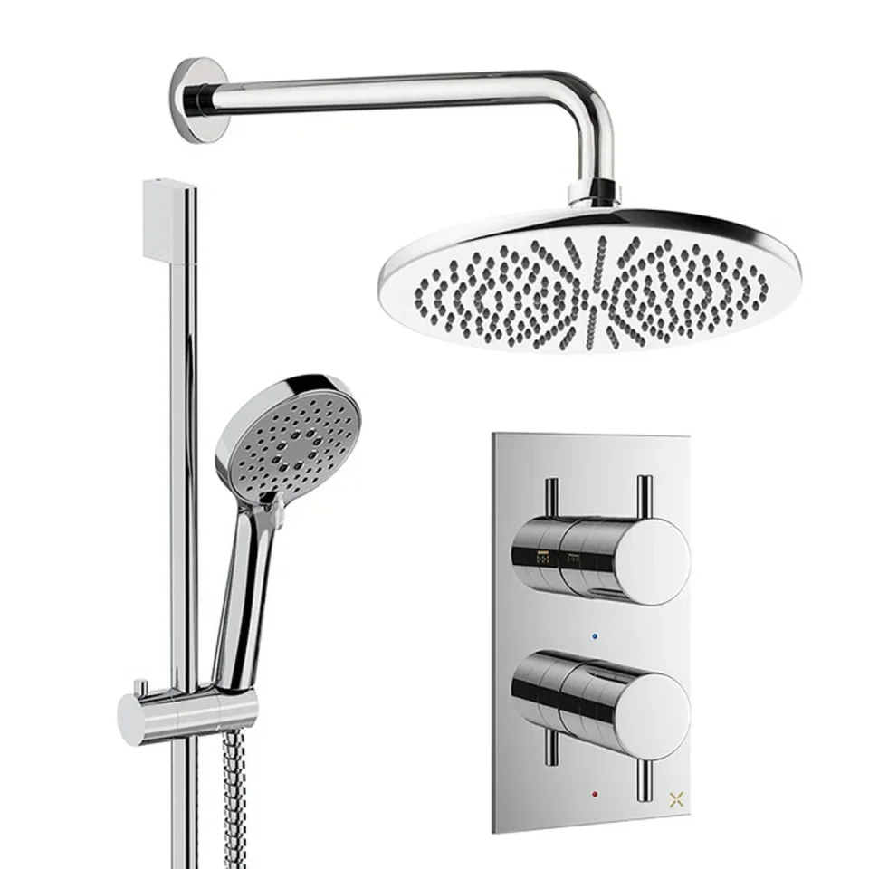 Crosswater Design Shower Set 4 Chrome 300mm detail view - Image 2