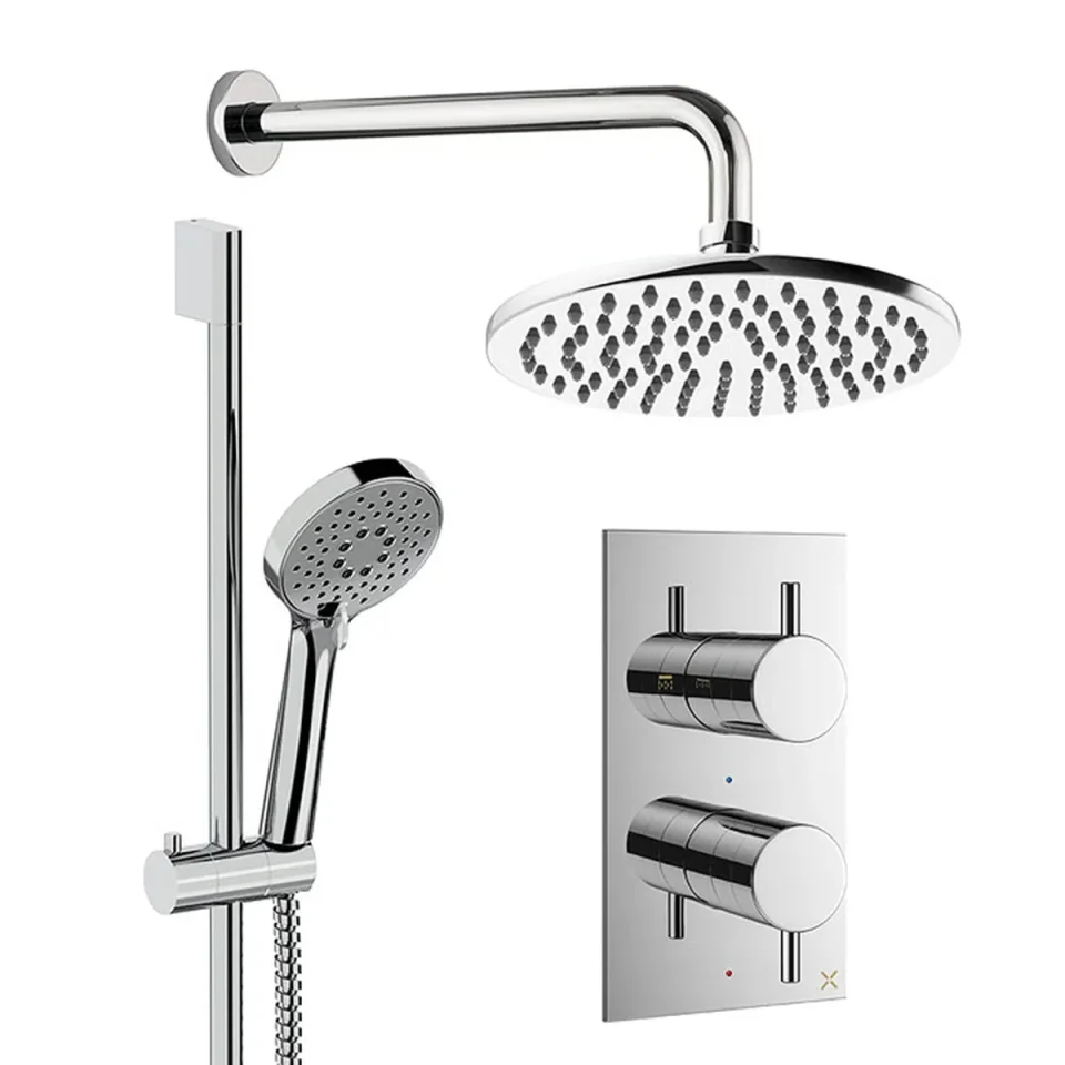 Crosswater Design Shower Set 4 Chrome 200mm detail view - Image 2