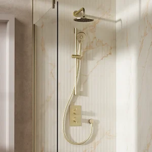 Crosswater Design Shower Set 4 Brushed Brass 200mm