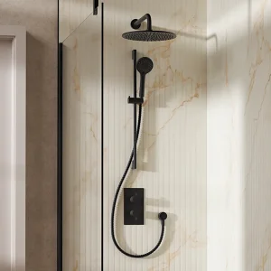 Crosswater Design Shower Set 4 Matt Black 300mm