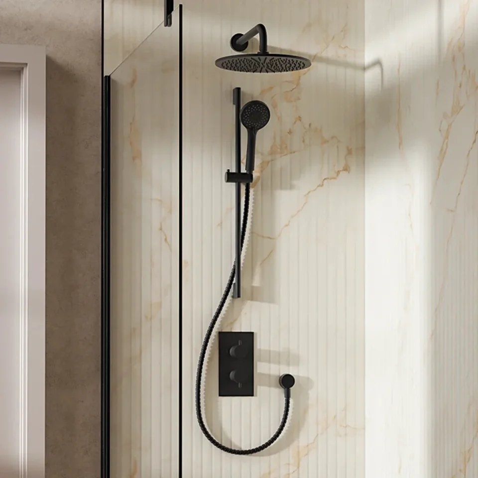 Crosswater Design Shower Set 4 Matt Black 300mm product image - Image 1