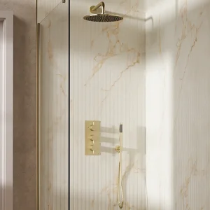 Crosswater Design Shower Set 7 Brushed Brass 300mm
