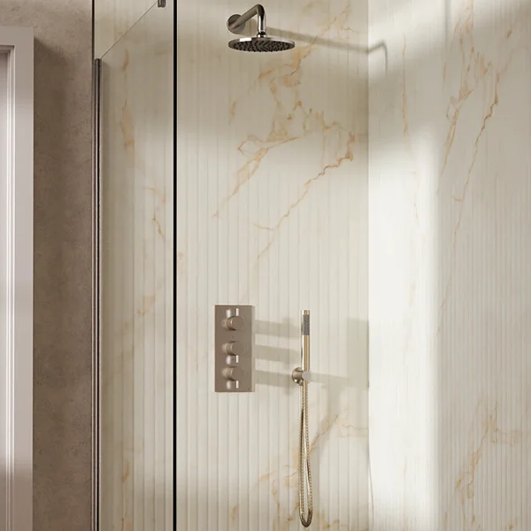 Crosswater Design Shower Set 7 Brushed Nickel 200mm