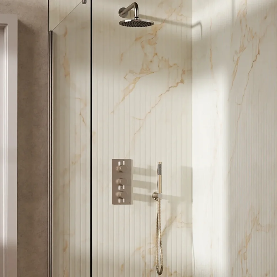 Crosswater Design Shower Set 7 Brushed Nickel 200mm product image - Image 1