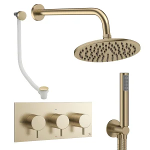 Crosswater Design Shower Set 8 Brushed Brass 200mm