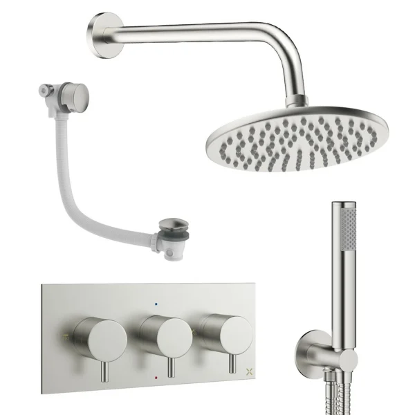 Crosswater Design Shower Set 8 Brushed Nickel 200mm