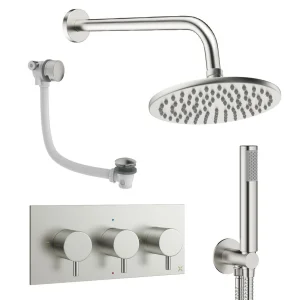 Crosswater Design Shower Set 8 Brushed Nickel 200mm