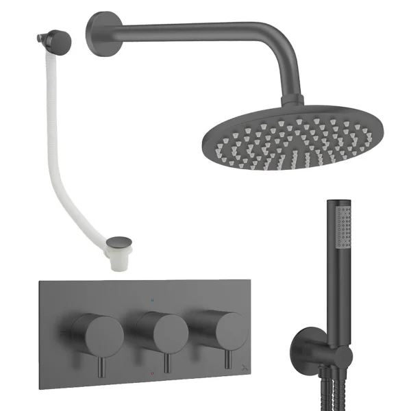 Crosswater Design Shower Set 8 Slate 200mm