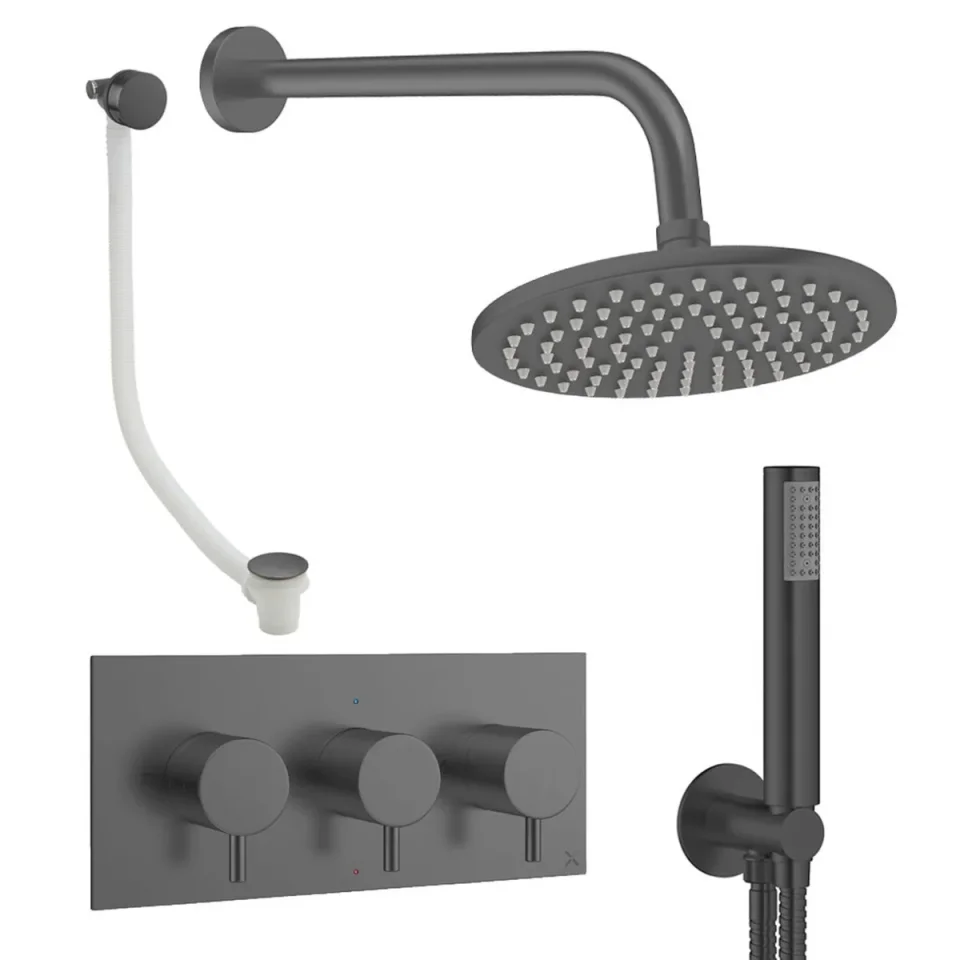 Crosswater Design Shower Set 8 Slate 200mm product image - Image 1