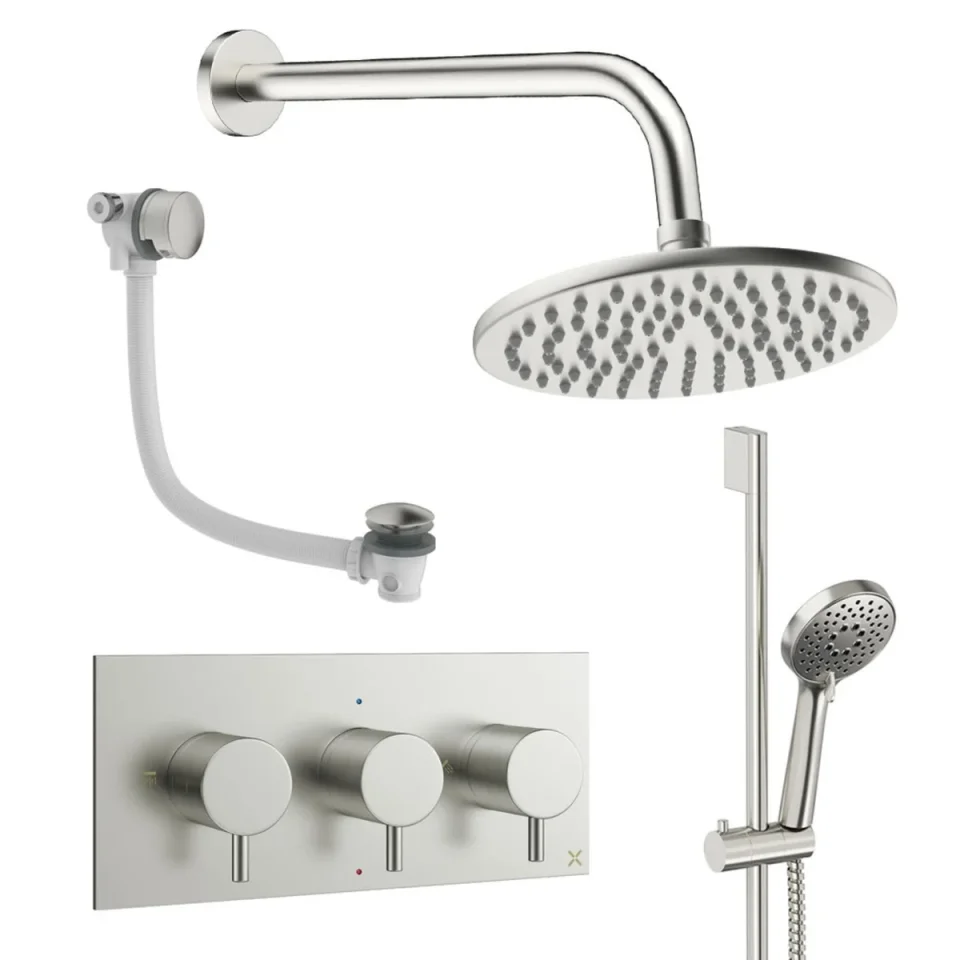 Crosswater Design Shower Set 9 Brushed Nickel 200mm product image - Image 1