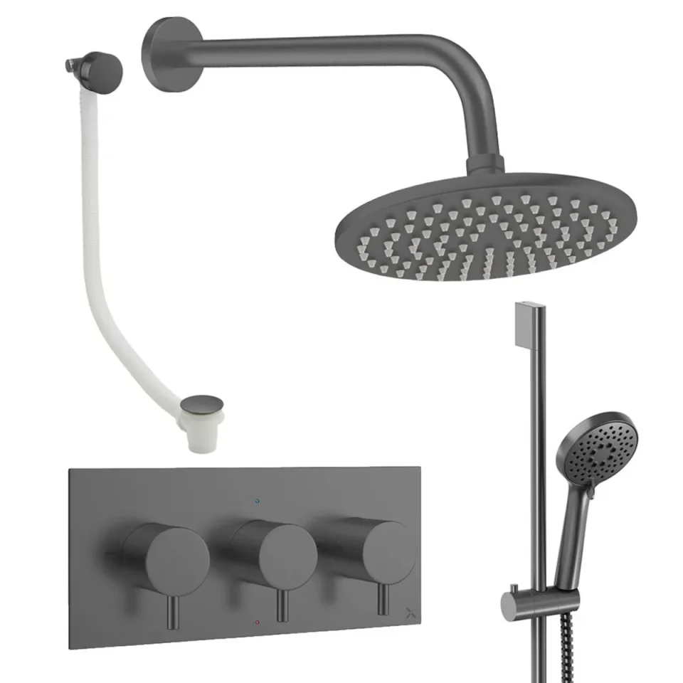 Crosswater Design Shower Set 9 Slate 200mm product image - Image 1