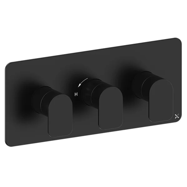 Crosswater Fuse 2 Outlet 3 Handle Landscape Valve & Trimset Matt Black