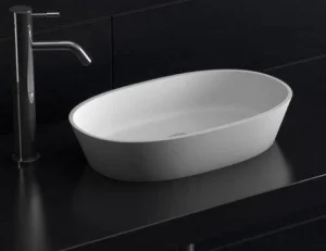 StoneKAST Petite Sit On Basin Matt White 500x300mm