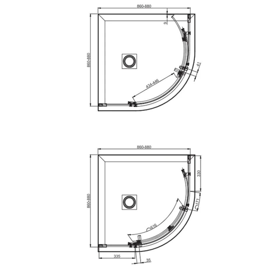 Crosswater Optix Quadrant 900 Right Hand Slate product image - Image 1