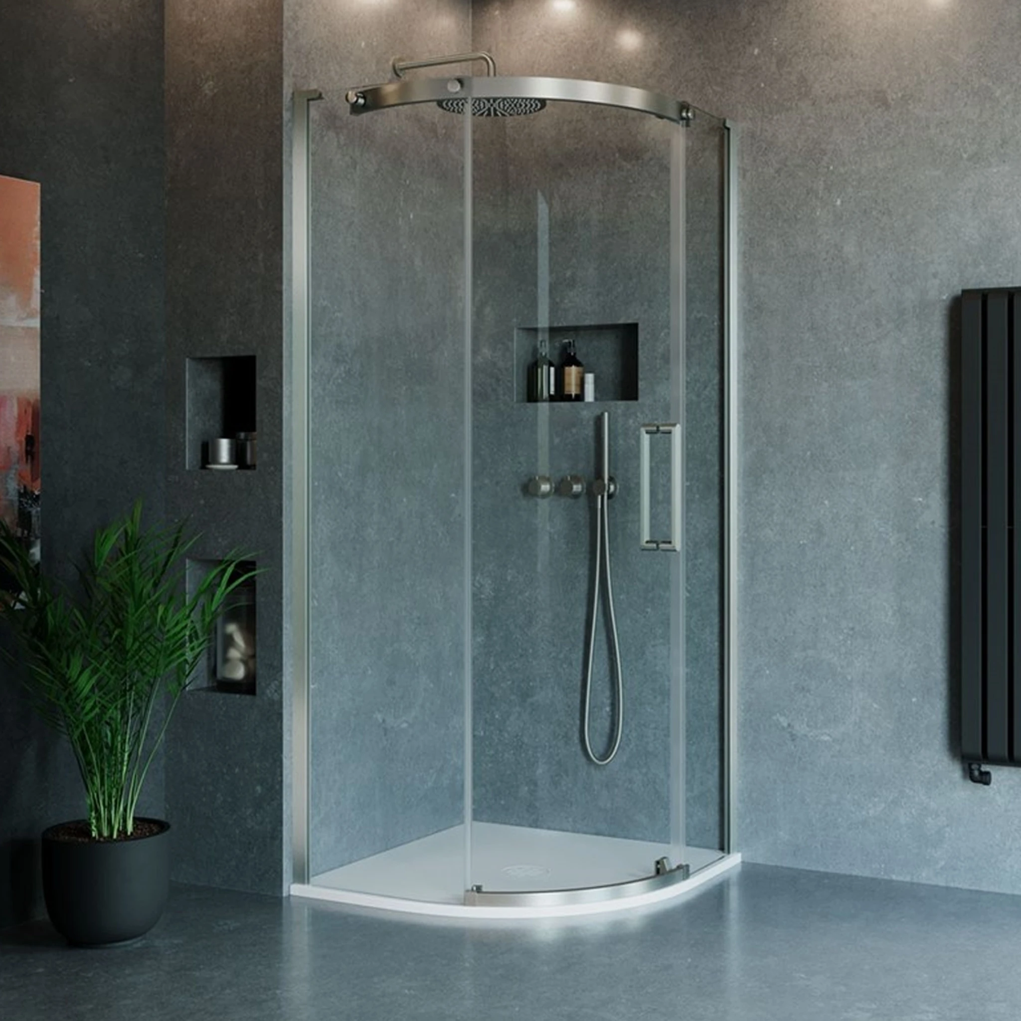 Crosswater Optix Quadrant 900x900 Left Hand Brushed Nickel