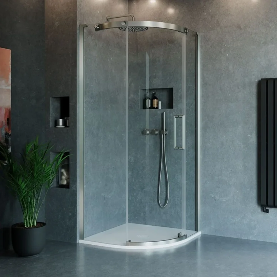 Crosswater Optix Quadrant 900x900 Left Hand Brushed Nickel product image - Image 1