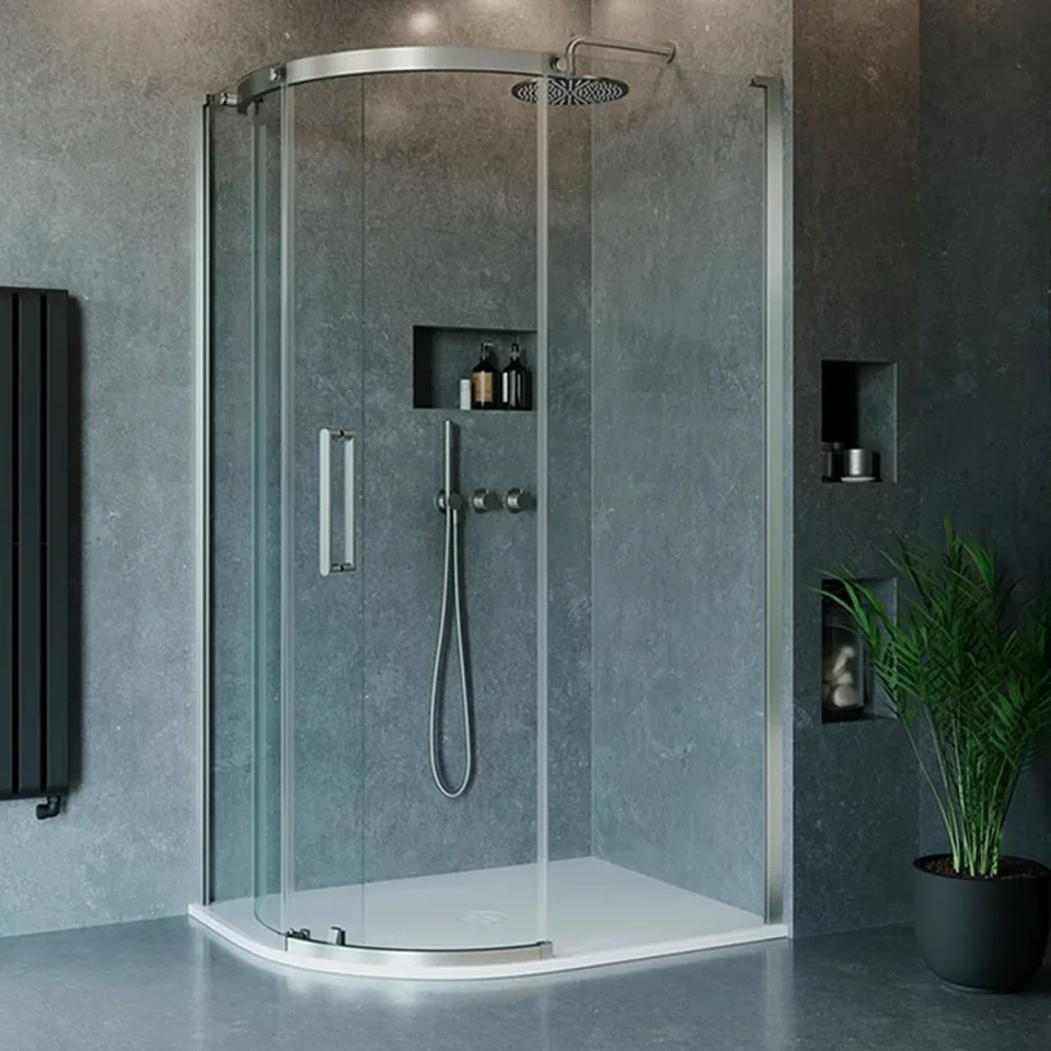 Crosswater Optix Offset Quadrant 1000x800 Right Hand Brushed Nickel product image - Image 1